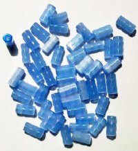 50 11x5mm Satin Blue AB Bumpy Atlas Beads